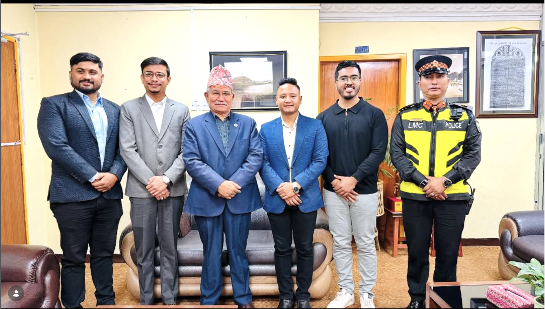 Approval Day of LMC Alert App. In Picture: Team Alpas, Mayor Chiribabu Maharjan, and LMC Police Chief Sitaram Hatchethu.